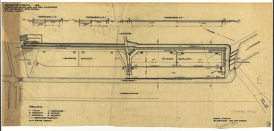 215046 Plattegrond en doorsneden voor de te maken badplaats voor dames bij de Zweminrichting De Minstroom aan de ...